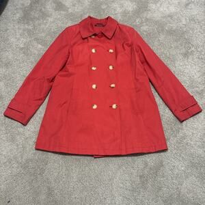 Lauren Ralph Lauren Red Nautical Pea Coat Jacket Anchor Buttons Size XL